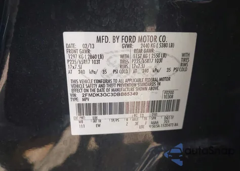 2013 Ford Edge Se z USA, uszkodzony, nr VIN 2FMDK3GC3DBB85349